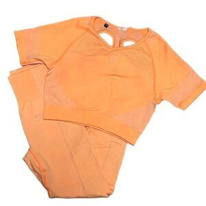 Gymshark Neon Orange Seamless Set - XS